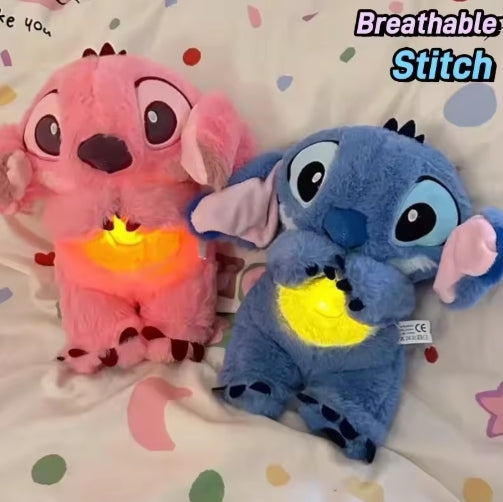 30cm Stitch Light-Up Plush Toy featuring soft blue fabric, glowing lights, and interactive sound features, suitable for children aged 3 and up.