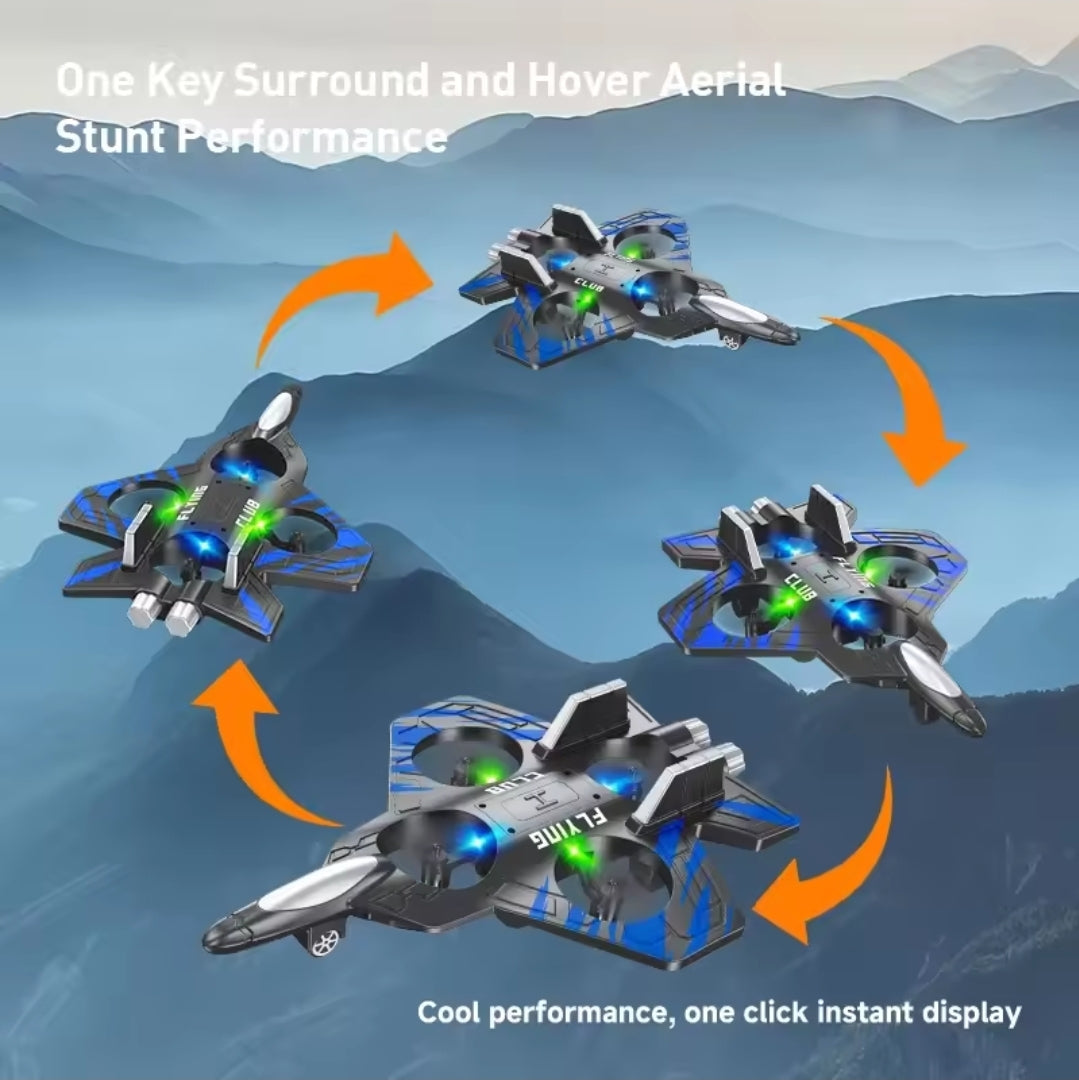 Foam fighter plane/drone 360° stunt tumbling,one key take off,led lights-best kids toy gift