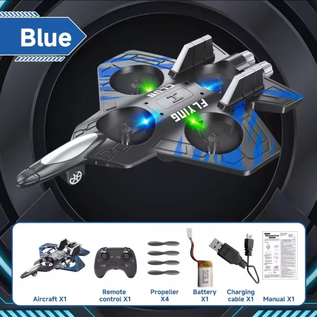 Foam fighter plane/drone 360° stunt tumbling,one key take off,led lights-best kids toy gift