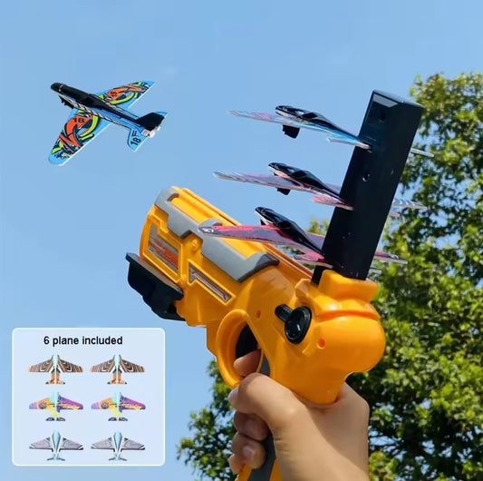 Airplane Launcher Bubble Catapult Set with 6 Colorful Mini Planes – Fun Outdoor Toy for Kids, Easy to Launch and Fly