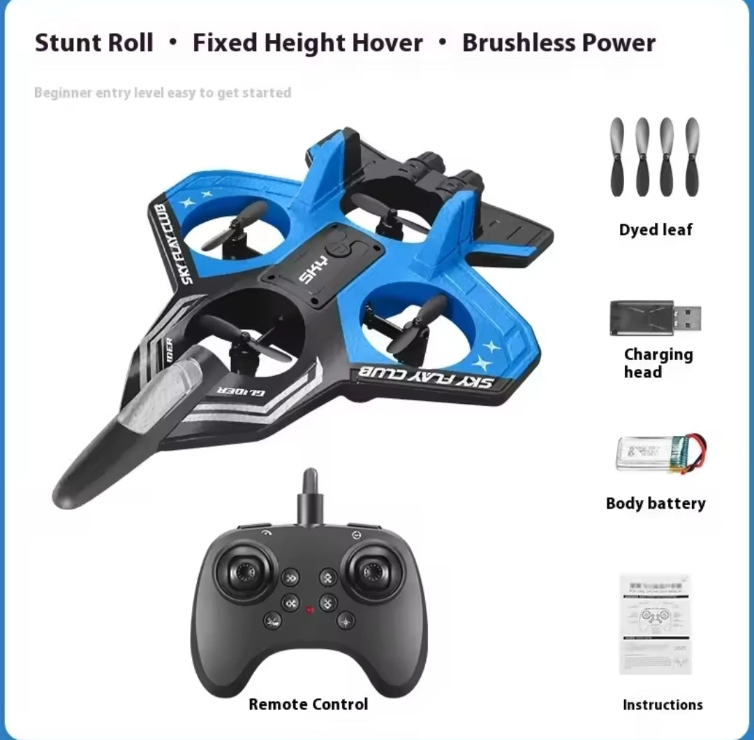 Foam fighter plane/drone 360° stunt tumbling,one key take off,led lights-best kids toy gift