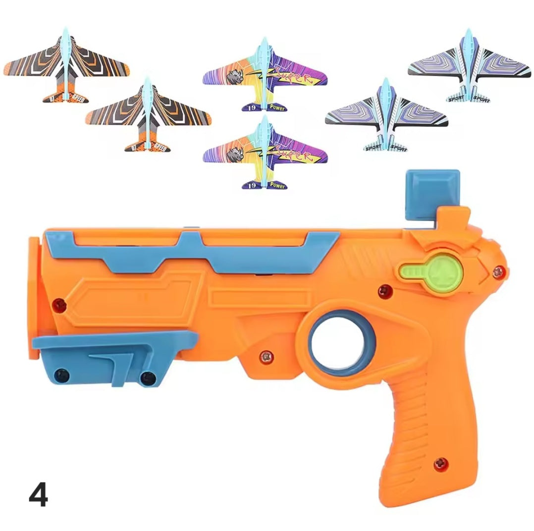 Air plane luncher bubble catapult set with 6 mini planes for kids