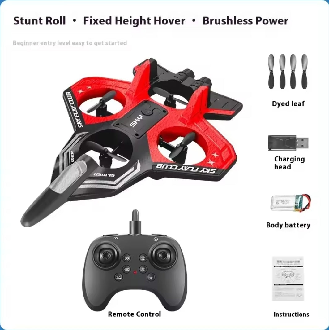 Foam fighter plane/drone 360° stunt tumbling,one key take off,led lights-best kids toy gift