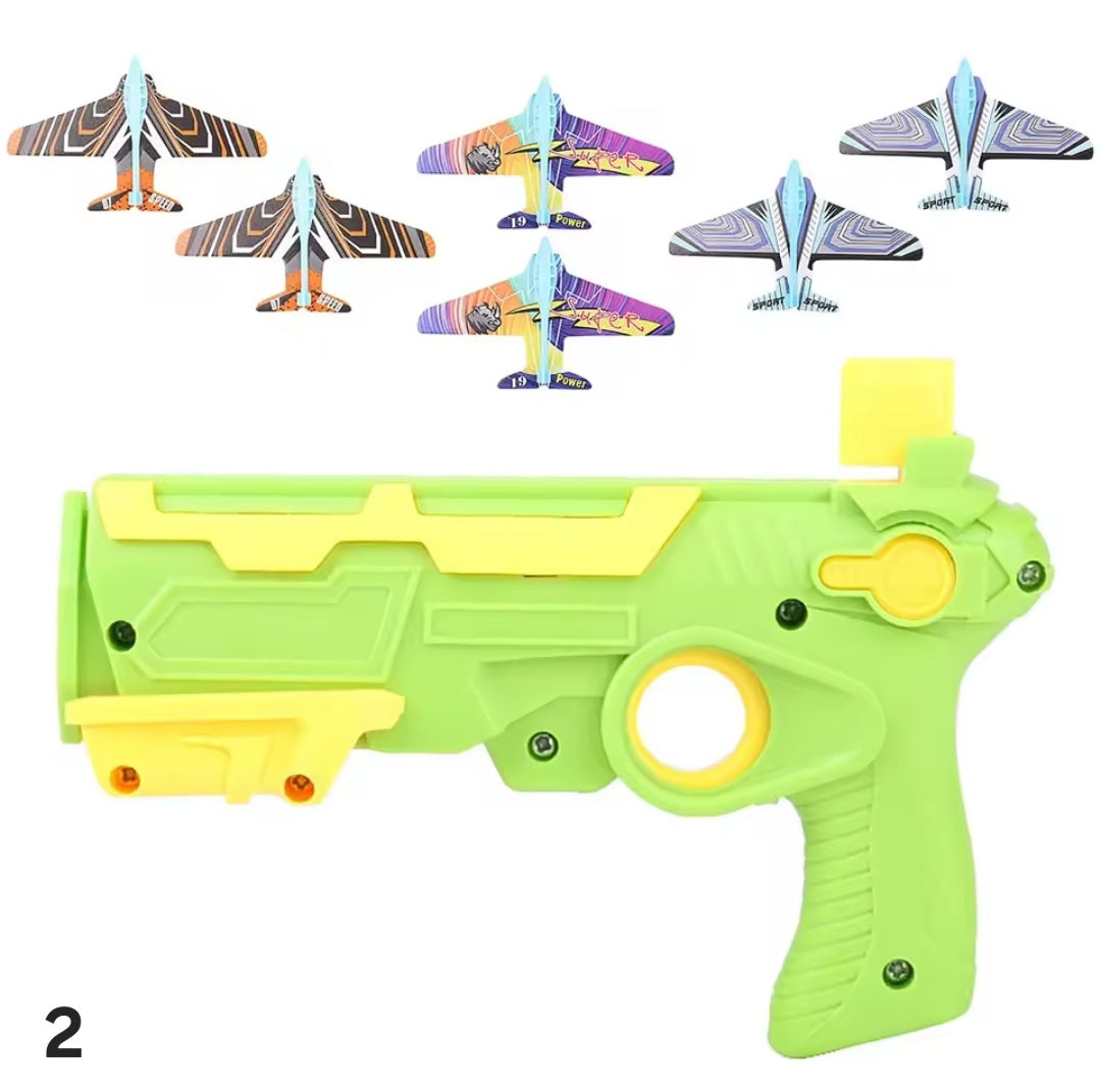 Air plane luncher bubble catapult set with 6 mini planes for kids