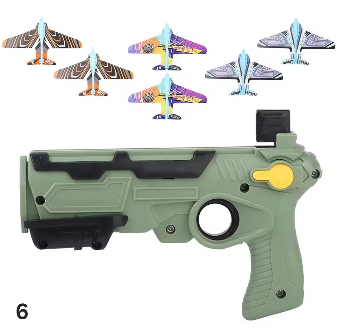 Air plane luncher bubble catapult set with 6 mini planes for kids