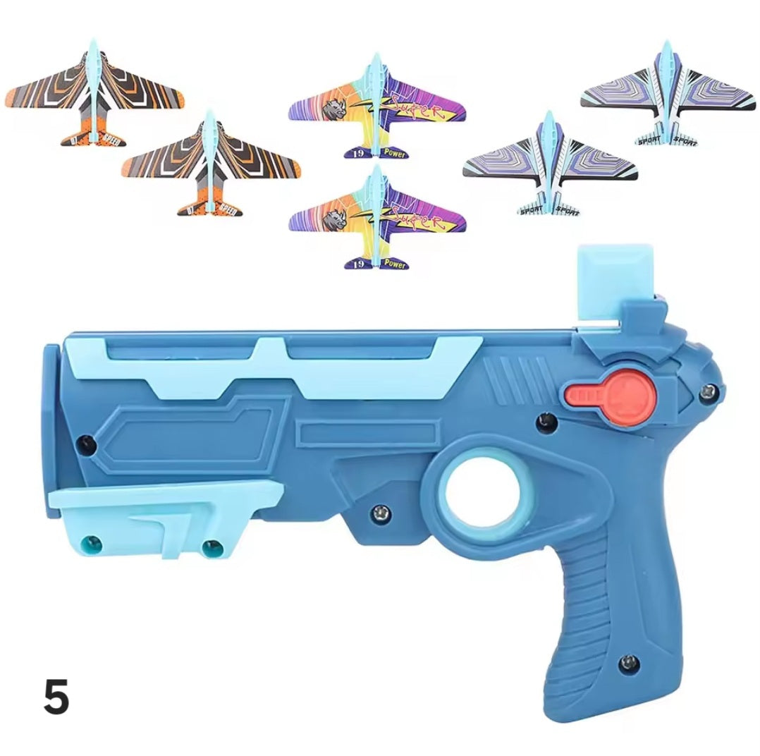 Air plane luncher bubble catapult set with 6 mini planes for kids