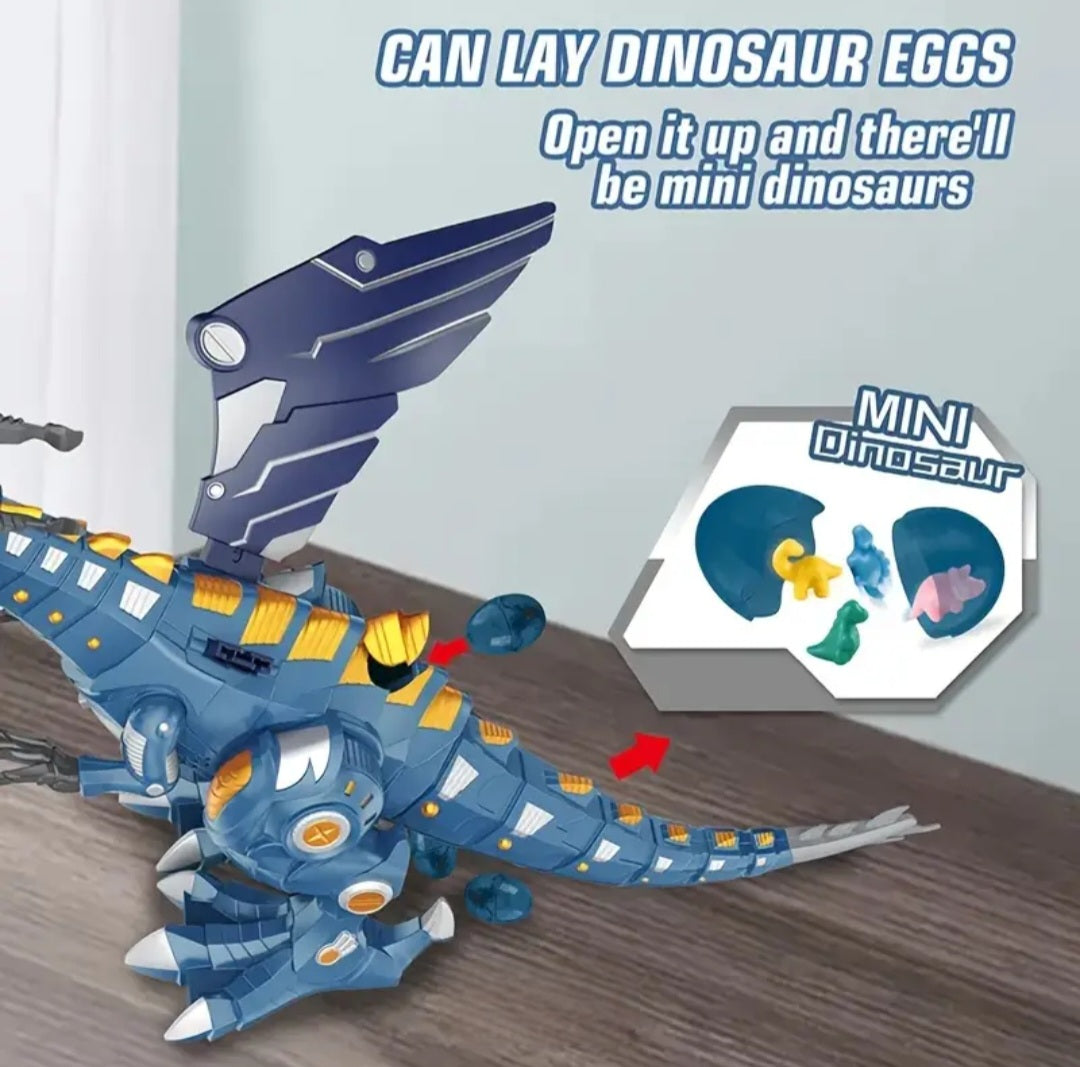 Flying dragon dinosaur toy walking and spray with lights and make sounds