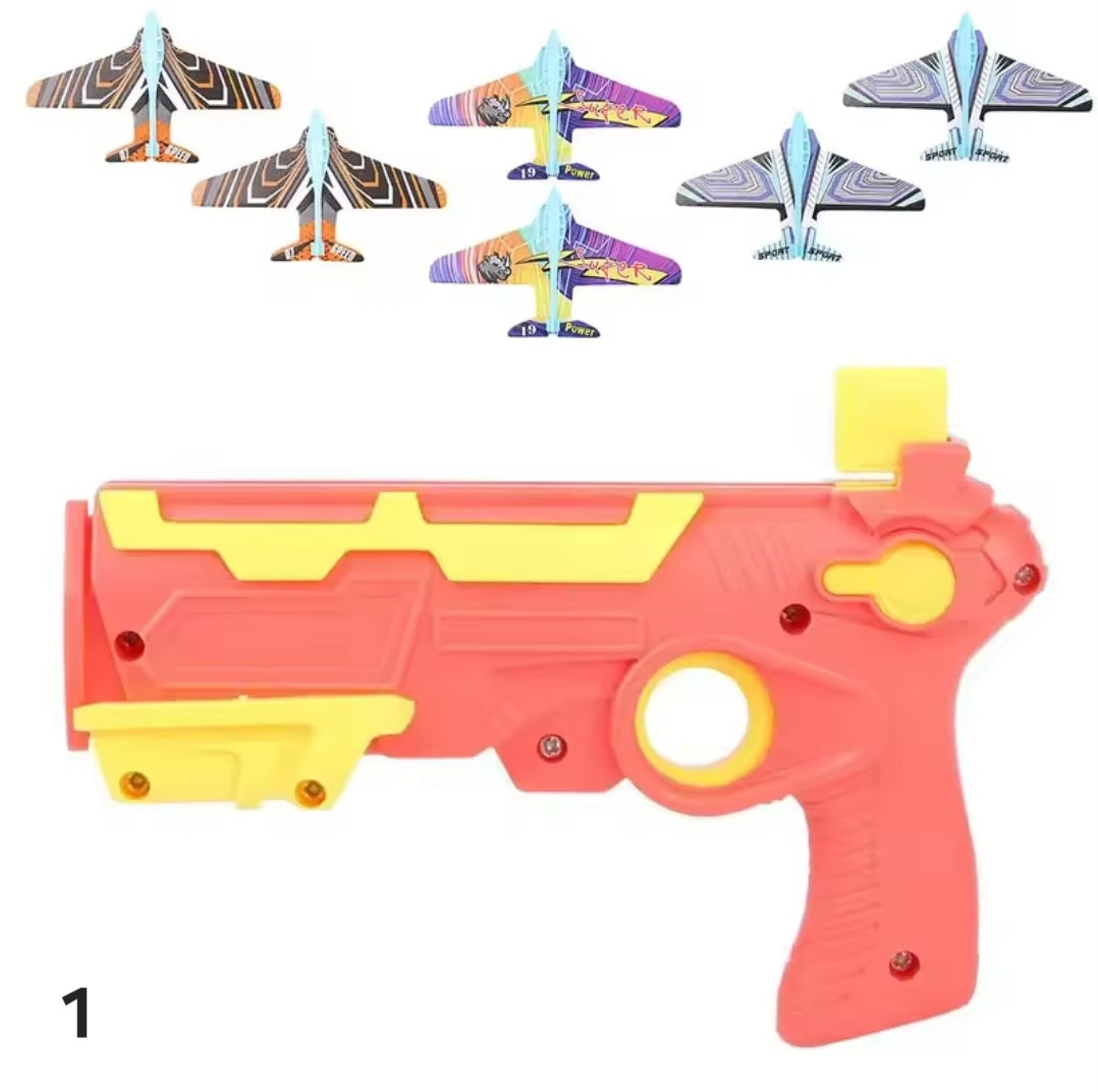 Air plane luncher bubble catapult set with 6 mini planes for kids