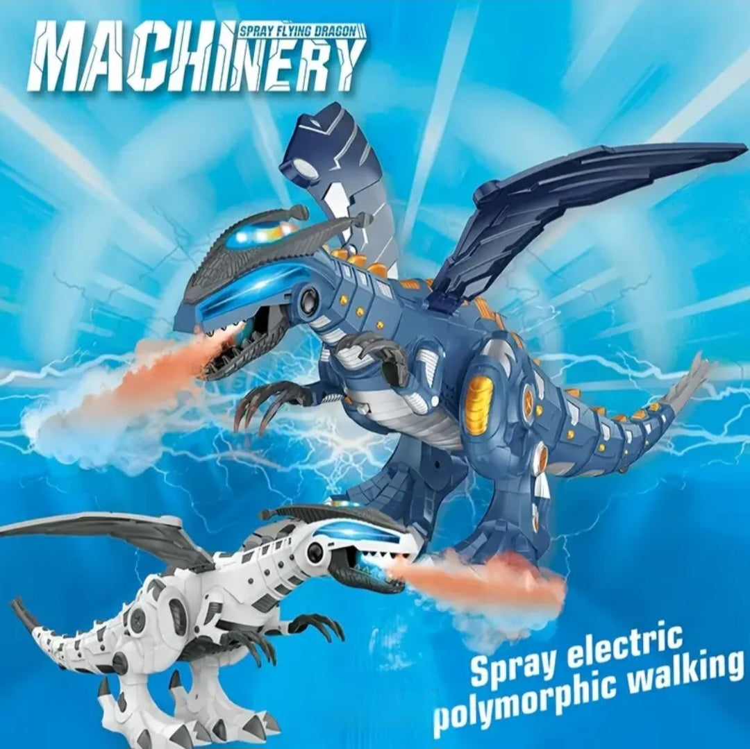 Flying dragon dinosaur toy walking and spray with lights and make sounds