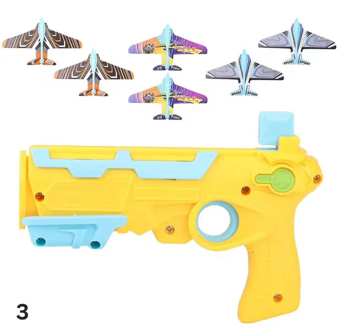 Air plane luncher bubble catapult set with 6 mini planes for kids