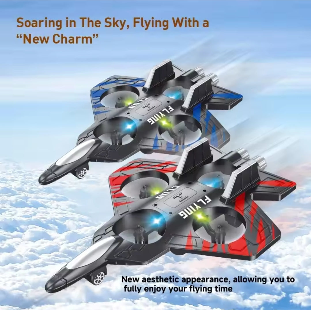 Foam fighter plane/drone 360° stunt tumbling,one key take off,led lights-best kids toy gift